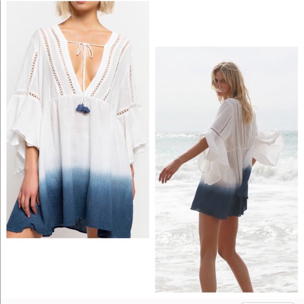 5⭐️Rated LAST 2!🌺Ombré Dip Dye Boho Peasant Dress - Picture 6 of 7